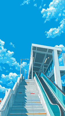 건축 컬러 여행 컨셉 모션 라이프 장소 역 파일형식 계단 에스컬레이터 모던 하늘 날씨 파란색 사람 도시 공공장소 이동 구조물 풍경 일상 환경 관광지 오르기 국내일러스트 일러스트 JPG 기차역