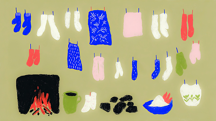 잡화 계절 가사 무늬 내부 감각 난방기 파일형식 겨울 난로 빨래 장갑 양말 옷 따뜻함 오후 실내 건조 컬러 오브젝트 편안함 패턴 생활 그림 환경 국내일러스트 일러스트 JPG