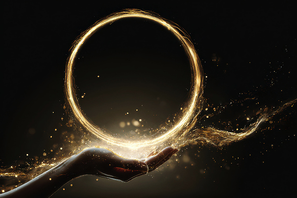 도형 편집이미지 백그라운드 컨셉 그래픽백그라운드 신체부위 검은색 파일형식 손 황금 원형 빛 마법 신비 검은배경 우주 에너지 뷰티풀 장면 표현 환상 JPG 이미지편집 이펙트그래픽