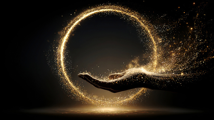 도형 편집이미지 컬러 컨셉 그래픽백그라운드 모션 신체부위 파일형식 손 원형 금색 입자 빛 환상 백그라운드 어둠 반짝임 마법 우주 창조 예술 JPG 이미지편집 이펙트그래픽