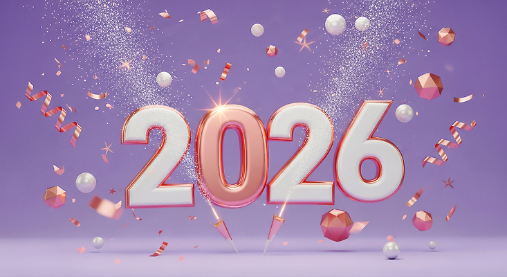 도형 편집이미지 감정 컨셉 모션 이벤트 연도 파일형식 2026년 축제 새해 기념 장식 상쾌 파티 축하 컬러 오브젝트 반짝임 공 리본 원형 이미지편집 JPG