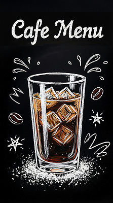 자연요소 직업 식기 커피 음료 음식 디저트 상점 그림 파일형식 카페 메뉴 아이스커피 잔 얼음 원두 예술 디자인 컬러 마카롱 계산대 바리스타 국내일러스트 JPG 일러스트 초크아트