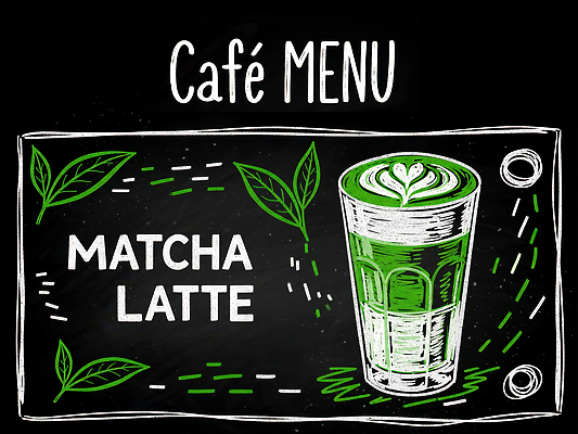 커피 음식 컬러 차_음료 상점 그림 파일형식 카페 메뉴 말차 라떼 음료 초록색 메뉴판 따뜻함 장식 카페인 디자인 디저트 발효 국내일러스트 JPG 일러스트 초크아트