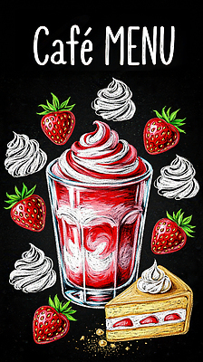 감정 음식 컨셉 과일 디저트 라이프 상점 맛 크림 그림 만들기 파일형식 카페 메뉴 딸기 케이크 생크림 음료 달콤 맛있는 즐거움 아기자기 일상 고객 야외 홈메이드 국내일러스트 JPG 일러스트 초크아트