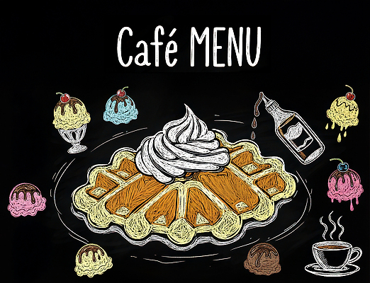 계절 음식 컨셉 디저트 상점 맛 인스턴트 그림 파일형식 카페 메뉴 와플 아이스크림 크림 달콤 과일 초콜릿 음료 프로포즈 카페인 여름 간편조리식품 패스트푸드 휴식 국내일러스트 JPG 일러스트 초크아트