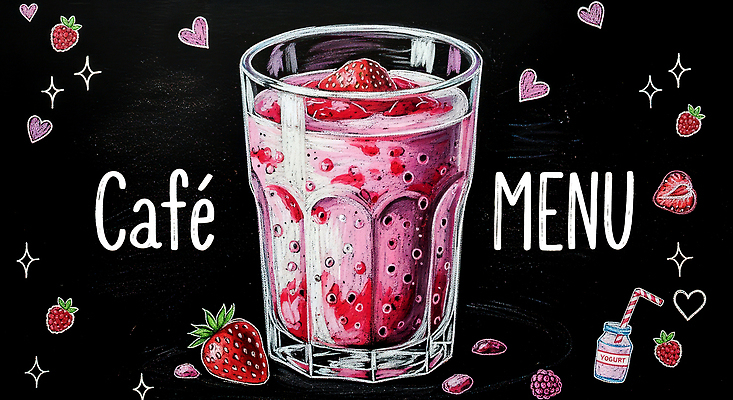 모양 식기 음식 컨셉 과일 유제품 상점 주스 과일주스 그림 파일형식 카페 메뉴 딸기 요거트 음료 잔 하트 크림 귀여움 디저트 설탕 딸기주스 색감 국내일러스트 JPG 일러스트 초크아트