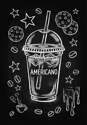 자연요소 커피 음료 음식 컨셉 디저트 미술 상점 야간 그림 파일형식 아메리카노 쿠키 카페 디자인 별 빵집 스케치 냉음료 원두 저녁 맛 국내일러스트 JPG 일러스트 초크아트 메뉴