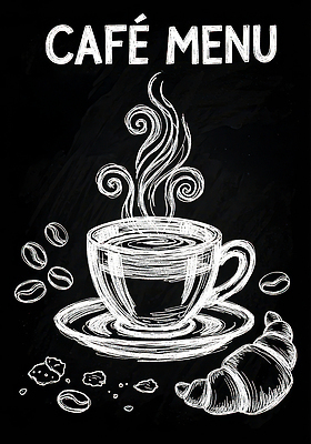 주간 커피 음료 음식 빵 컨셉 상점 식사 감각 그림 파일형식 카페 메뉴 크루아상 수증기 원두 아침 디저트 편안함 디자인 맛 아침식사 국내일러스트 JPG 일러스트 초크아트