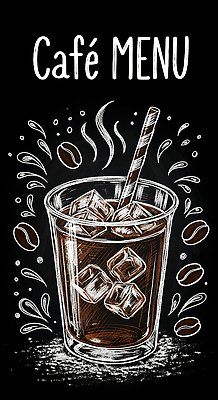 자연요소 직업 식기 커피 음료 미술 상점 그림 해소 파일형식 카페 메뉴 얼음 컵 빨대 원두 물방울 디자인 드로잉 갈증해소 점심 오후 시원함 차가움 바리스타 국내일러스트 JPG 일러스트 초크아트