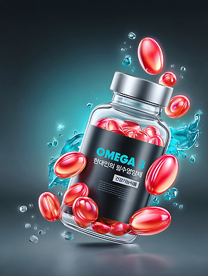 편집이미지 물 약 파일형식 알약 영양제 물보라 건강 생동감 컬러 모던 디자인 이미지 가상 공간 영양소 이미지편집 JPG 오메가