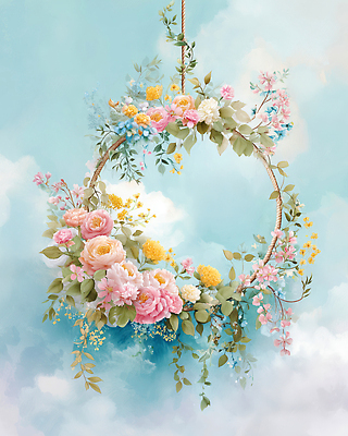 식물 계절 꽃 컬러 컨셉 생태계 파일형식 화환 하늘 뷰티풀 자연 장식 봄 화사함 분홍색 노란색 초록색 조화 디자인 예술 꽃다발 화초 국내일러스트 일러스트 JPG 수채화