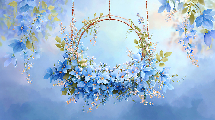 도형 식물 계절 컬러 장난감 상점 생태계 파일형식 꽃 파란색 장식 자연 뷰티풀 원형 하늘 꽃집 여름 조화 만화경 예술 디자인 풍경 감정 국내일러스트 일러스트 JPG 수채화