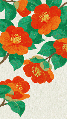 식물 계절 꽃 컬러 컨셉 봄 생태계 파일형식 자연 풍경 주황색 빨간색 잎 초봄 디자인 뷰티풀 만개 화사함 색감 예술 장식 정원 나무 백그라운드 조화 국내일러스트 일러스트 JPG 동백