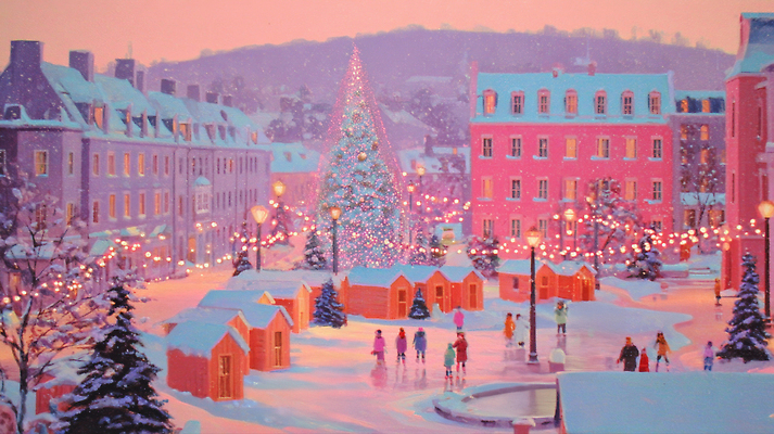 자연요소 계절 기념일 감정 스포츠용품 다수 크리스마스 날씨 사람 야간 파일형식 풍경_경치 겨울 풍경 스케이트 마을 여러명 크리스마스트리 장식 야경 테마 축제 조명 빛 노을 행복 모션 쇼핑 즐거움 국내일러스트 일러스트 JPG 눈