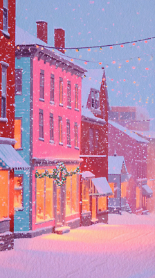 자연요소 건축물 계절 기념일 여행 다수 컨셉 날씨 사람 도시 파일형식 겨울 거리 건물 조명 따뜻함 아기자기 화려 풍경 관광지 여러명 크리스마스 분위기 야외 소도시 마을 건축 평화 휴일 국내일러스트 일러스트 JPG 눈