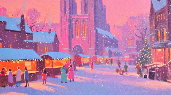 자연요소 식물 계절 기념일 감정 다수 관계 날씨 사람 야간 파일형식 겨울 축제 크리스마스 시장 여러명 저녁 쇼핑 거리 조명 따뜻함 풍경 즐거움 가족 친구 나무 장식 음식 문화 국내일러스트 일러스트 JPG 마을 눈