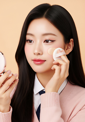 JPG 편집이미지 여자 얼굴 분홍색 화장 화장품 매력적 거울 스웨터 집중 피부 뷰티풀 팩트 의료성형뷰티 피부톤 편집실사 컬러 컨셉 상의 사람 신체부위 뷰티 CG 파일형식