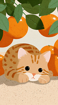 식물 동물 계절 감정 컬러 컨셉 농업 과일 포유류 반려동물 생태계 파일형식 고양이 나무 귀여움 휴식 호기심 자연 여름 과수원 동물그림 주황색 잎 국내일러스트 일러스트 JPG 귤