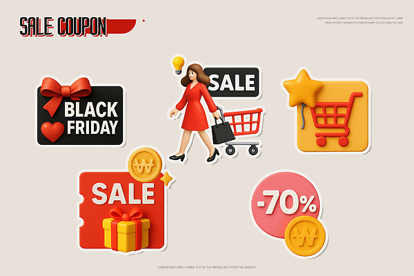 감정 데이이벤트 사람 이벤트 3D 파일형식 쇼핑 세일 블랙프라이데이 여자 카트 쿠폰 프로모션 기쁨 소비 마케팅 유행 편집3D PSD 편집이미지