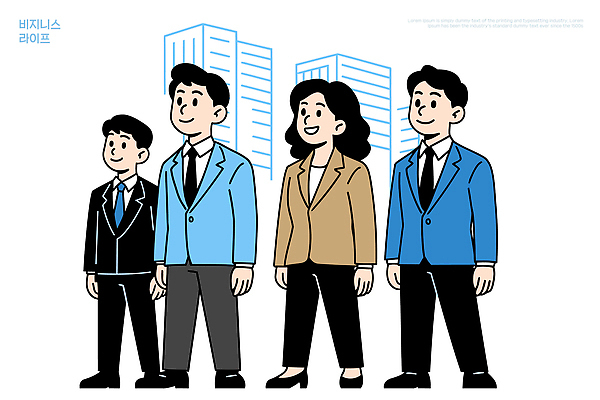 직업 다수 컨셉 비즈니스 사람 빌딩 파일형식 벡터 직장인 도시 옷 회의 전문 여러명 남자 여자 고층빌딩 협력 커뮤니케이션 계획 모던 사무실 국내일러스트 AI파일 일러스트