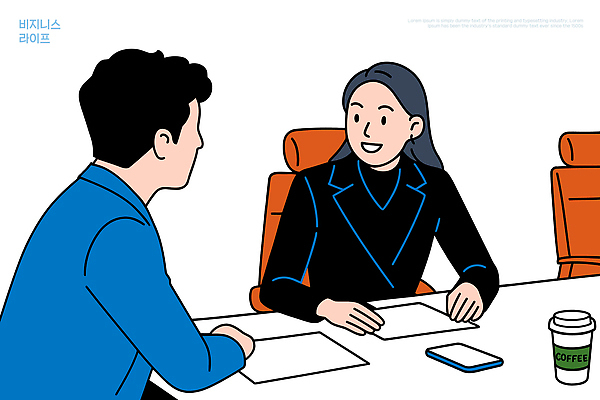 직업 음료 컨셉 회사 비즈니스 말하기 사람 작업 파일형식 벡터 회의 대화 남자 여자 문서 커피 회의실 사무실 직장 전문직 대면 프레젠테이션 업무 협력 군중 상호작용 의견 아이디어 국내일러스트 AI파일 일러스트