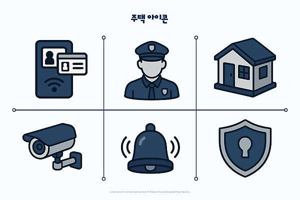 일러스트 주택 자물쇠 기술 안전 스마트기기 경찰 보호 감시카메라 방범 스마트홈 국내일러스트 AI파일 직업 컨셉 건물 전자제품 카메라 파일형식 벡터 AI_인공지능