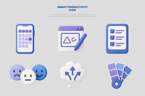 아이콘 컨셉 파일형식 스마트 디지털 기계 디자인 작업 감정 표정 도구 배열 컬러 그래픽 소프트웨어 3D아이콘 PSD