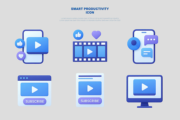 아이콘 컨셉 전자제품 핸드폰 스마트기기 파일형식 스마트폰 컴퓨터 구독 좋음 모던 디자인 어플리케이션 기능 소셜미디어 영상 사용자 인터페이스 3D아이콘 PSD