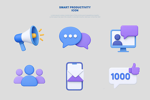 아이콘 컨셉 전자제품 파일형식 소통 확성기 채팅 컴퓨터 전화기 메시지 소셜미디어 디자인 그래픽 사용자 어플리케이션 통계 3D아이콘 PSD