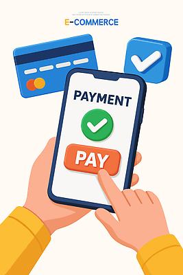 일러스트 버튼 모바일 안전 금융 스마트폰 스크린 거래 구매 체크표시 확인 결제 장면 시스템 전자상거래 사용자 국내일러스트 AI파일 경제 핸드폰 스마트기기 쇼핑 파일형식 벡터