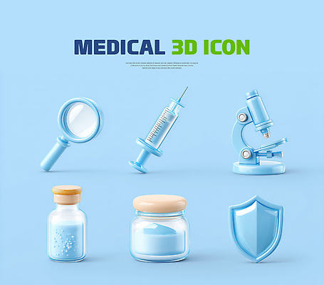 PSD 편집이미지 디자인 과학 의학 건강 현미경 주사기 파란색 세트 3D 도구 약병 확대경 방패 이미지편집 컬러 의료기기 실험기구 약 디지털합성 병_담는 파일형식