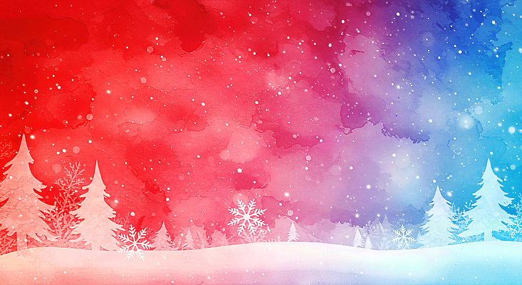 식물 계절 기념일 컬러 컨셉 눈_날씨 생태계 파일형식 겨울 풍경 색채 나무 하늘 화려 파란색 빨간색 보라색 고요 자연 눈송이 그림 수채화 캔버스 감정 뷰티풀 국내일러스트 일러스트 JPG 백그라운드 크리스마스