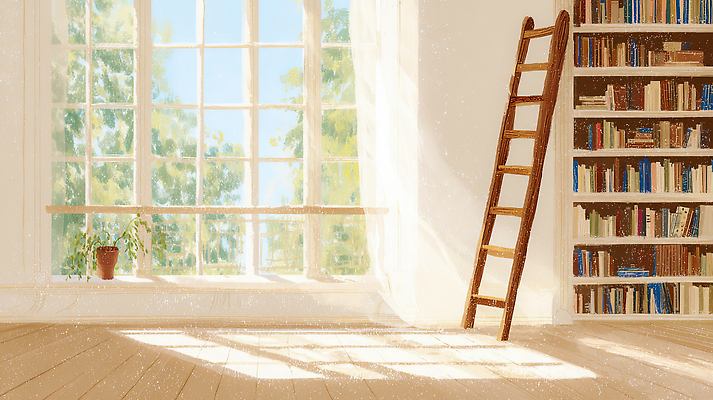 식물 디자인 계절 교육 창문 건물 라이프 태양 상점 파일형식 서재 햇빛 독서 인테리어 나무 책 주택 일상 창가 여름 조용 따뜻함 그늘 일러스트 국내일러스트 JPG 도서관 서점