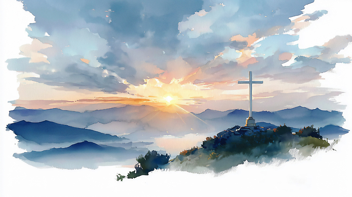 감정 종교 컨셉 라이프 노을 정상 생태계 파일형식 일출 십자가 산 평화 조명 자연 풍경 일상 산정상 뷰티풀 하늘 기도 희망 여행 고요 감동 일러스트 국내일러스트 JPG 천주교 기독교 수채화