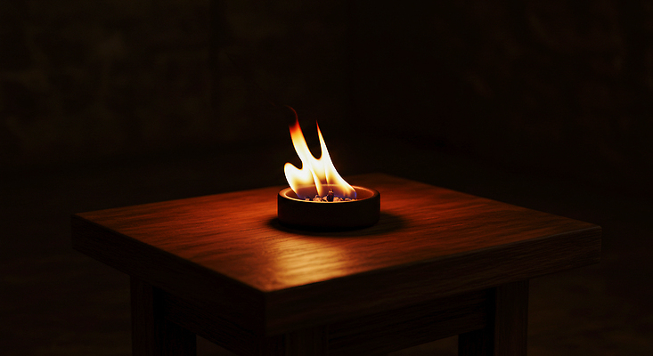 자연요소 식물 가구 컨셉 불 내부 CG 파일형식 촛대 탁자 나무 불꽃 조명 빛 소리 분위기 실내 장식 심플 편집실사 편집이미지 JPG