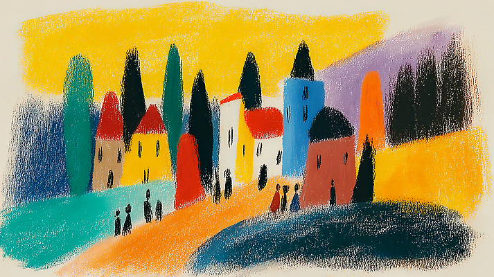 식물 건축물 다수 모션 사람 라이프 생태계 파일형식 마을 풍경 컬러 여러명 건물 나무 걷기 그림 예술 백그라운드 자연 일상 따뜻함 고요 조화 상상력 표현 국내일러스트 일러스트 JPG