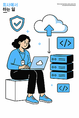 컨셉 비즈니스 기술 사람 전자제품 작업 서비스 파일형식 벡터 직원 사무실 클라우드서비스 자료 업로드 노트북 프로그램 여자 서버 컴퓨터 정보기술 직업 집중 업무 국내일러스트 AI파일 일러스트