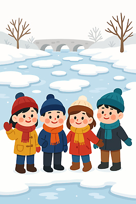 공원 행복 어린이 포즈 겨울 일러스트 가족 자연 놀이 웃음 풍경 친구 강 얼음 스카프 다정 모임 눈 외출 국내일러스트 AI파일 자연요소 계절 공공시설 감정 컨셉 관계 날씨 표정 사람 목도리 생태계 파일형식 벡터