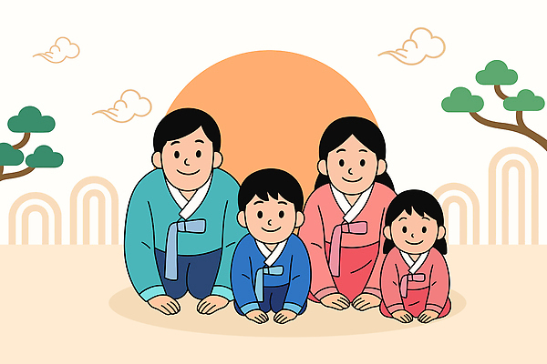 전통 명절 기념일 행복 문화 어린이 일러스트 가족 기념 한국 따뜻함 웃음 여러명 태양 귀여움 축제 문화재 절 한복 소중 새해복많이받으세요 순간 국내일러스트 AI파일 자연요소 한국전통 감정 아시아 다수 컨셉 관계 새해 표정 사람 이벤트 인사 전통의상 파일형식 벡터