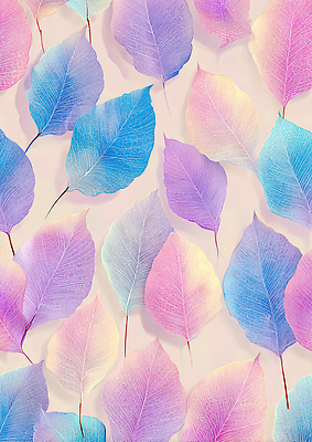 컬러 컨셉 잎 무늬 생태계 파일형식 나뭇잎 자연 뷰티풀 백그라운드 디자인 그림 화사함 보라색 파란색 분홍색 배열 장식 패턴 JPG 일러스트 국내일러스트