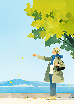 자연요소 식물 감정 컨셉 날씨 휴식 사람 야외활동 생태계 파일형식 남자 나무 바람 풍경 자연 여유 산책 여행 소풍 고독 평화 하늘 뷰티풀 행복 즐거움 JPG 일러스트 국내일러스트