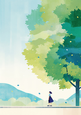 식물 계절 여자 꽃 어린이 컨셉 모션 감각 생태계 파일형식 소녀 나무 풍경 자연 하늘 꽃잎 평화 걷기 여름 감상 뷰티풀 조화 날씨 숲 부드러움 고요 JPG 일러스트 국내일러스트