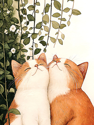 동물 감정 컨셉 포유류 관계 표정 반려동물 감각 생태계 파일형식 고양이 행복 사랑 친구 식물 자연 순간 웃음 귀여움 조화 평화 편안함 그림 예술 생명 JPG 일러스트 국내일러스트