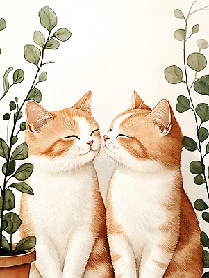 주간 동물 컬러 컨셉 포유류 관계 표정 건물 반려동물 태양 감각 생태계 파일형식 고양이 식물 주황색 흰색 미소 따뜻함 아침 햇빛 친구 귀여움 주택 자연 스튜디오 예술 감정 상호작용 포근함 편안함 JPG 일러스트 국내일러스트