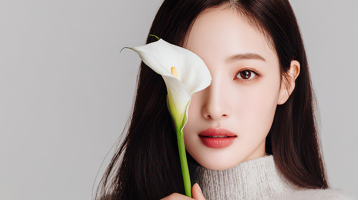 식물 꽃 컨셉 표정 사람 신체부위 CG 파일형식 여자 모델 조명 백그라운드 피부 미소 뷰티풀 화사함 스타일 편집실사 편집이미지 JPG 의료성형뷰티 릴리 백합