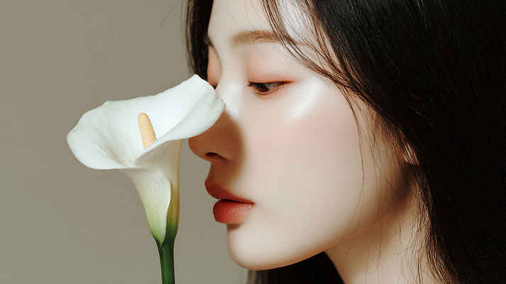 식물 꽃 컨셉 사람 CG 생태계 파일형식 여자 자연 뷰티풀 조명 차분 뷰티 표현 소프트 매력적 감성 스타일 패션 편집실사 편집이미지 JPG 의료성형뷰티 릴리 백합 모델