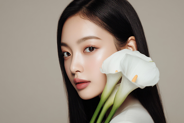 헤어스타일 꽃 감정 컨셉 표정 사람 신체부위 뷰티 CG 그림 생태계 파일형식 여자 초상화 뷰티풀 자연 화장 긴머리 무표정 포즈 촬영 화사함 얼굴 미소 스타일 편집실사 편집이미지 JPG 의료성형뷰티 릴리 백합 모델