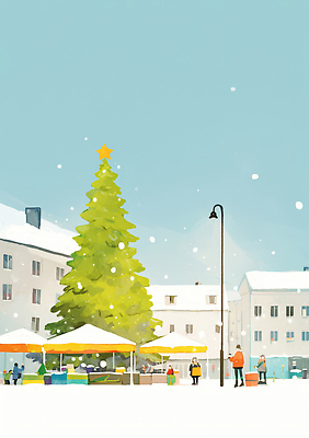 계절 기념일 감정 음료 컬러 다수 크리스마스 겨울 관계 사람 풍경 파일형식 크리스마스트리 마을 광장 여러명 따뜻한음료 즐거움 축제 모션 노란색 겨울풍경 가족 친구 거리 조명 문화 국내일러스트 일러스트 JPG