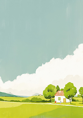 식물 계절 컨셉 농업 건물 라이프 노을 생태계 파일형식 주택 초원 나무 풍경 평화 자연 일상 농장 하늘 여름 따뜻함 조용 그림 예술 일출 일몰 차분 국내일러스트 일러스트 JPG