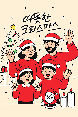 기념일 행복 크리스마스 일러스트 가족 크리스마스카드 따뜻함 선물 사랑 웃음 장식 크리스마스트리 축제 분위기 즐거움 오브젝트 환영 국내일러스트 AI파일 감정 컨셉 관계 카드_감사 표정 이벤트 파일형식 벡터